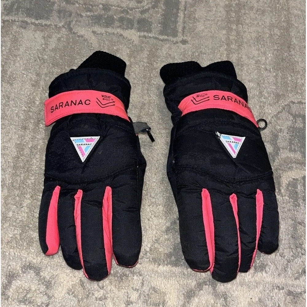 Saranac Youth Sz. Medium Black Neon Ski Snowboard Gloves Warm Boys Girls